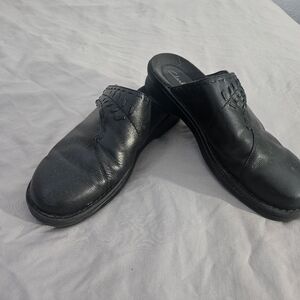 Clarks Black Mules